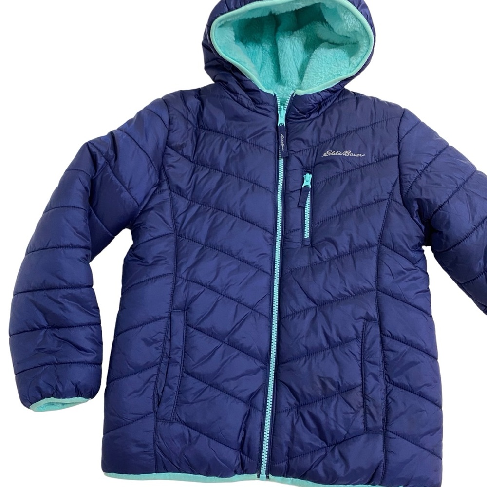 Eddie Bauer Kids Puffer Jacket - Navy and Aqua